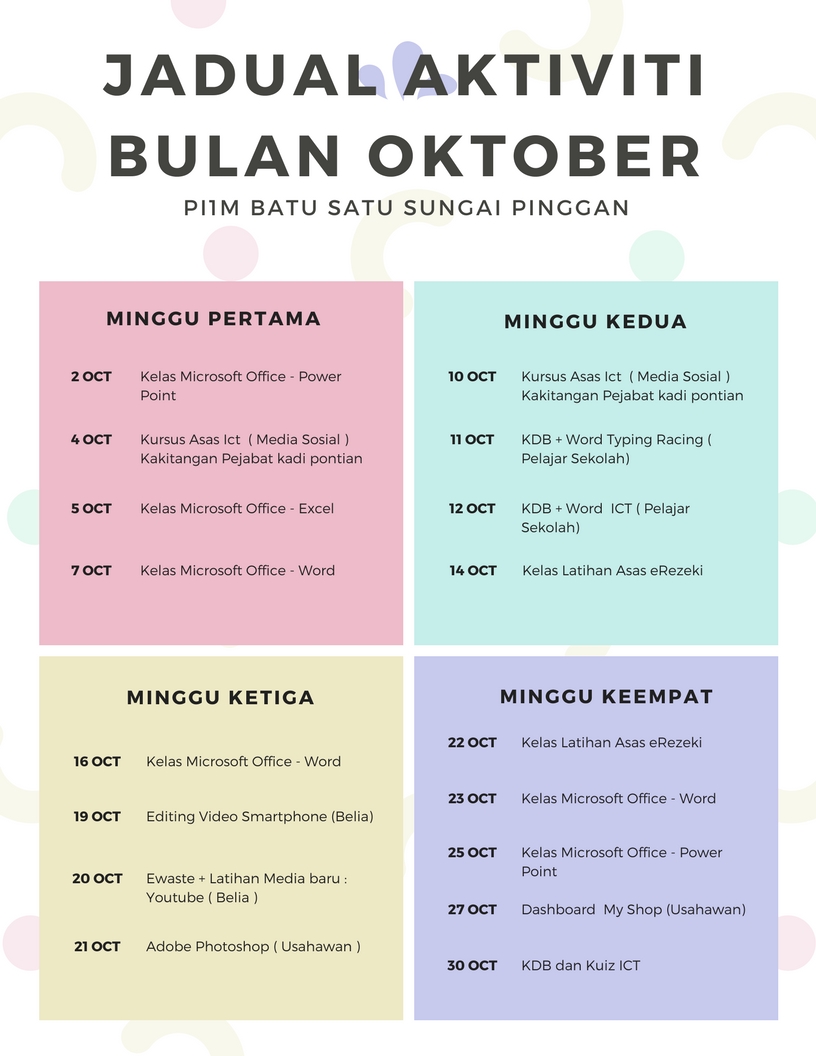 jadual oktober